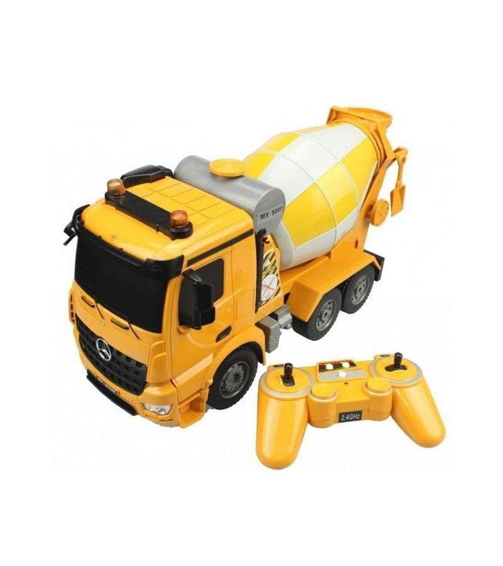 Радиоуправляемая бетономешалка Double Eagle Mercedes-Benz Arocs 1:20 с звуковыми эффектами и подъемным кузовом