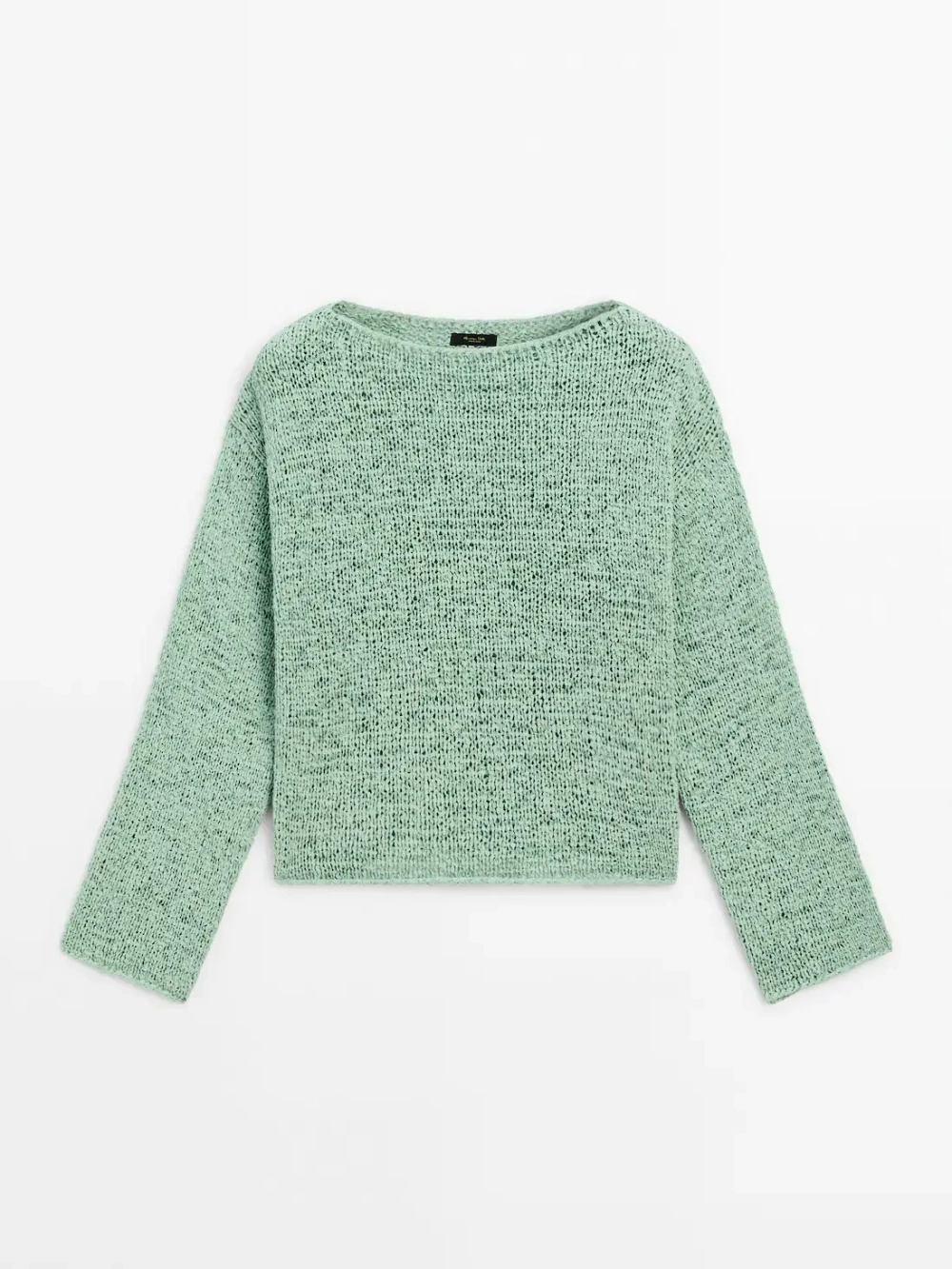 Massimo Dutti Свитер с вырезом-лодочкой, зеленый