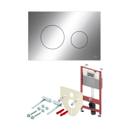 Инсталляция Tece Base для подвесного унитаза с Хром глянцевой клавишей смыва с шумоизоляцией (K447921)