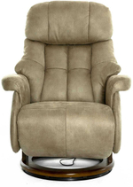 Кресло реклайнер Relax Lux Electro S16099RWB, искуственный нубук бежевый (02), основание дерево темный орех (029)