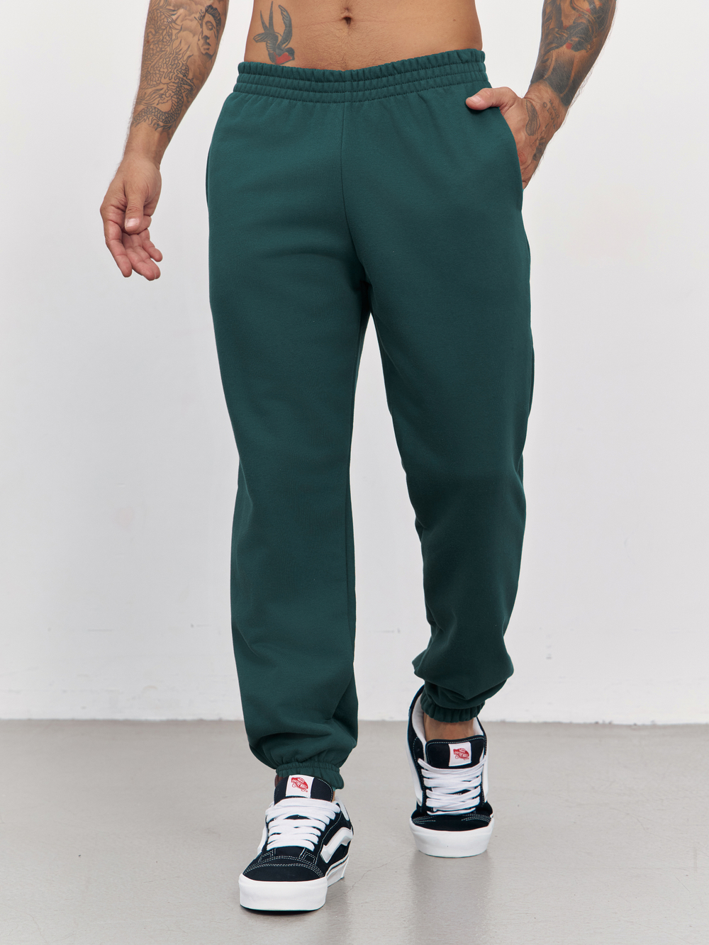 Брюки мусжкие с начесом "jogger fleece" (изумрудный)