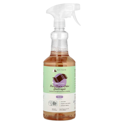 Kin+Kind, Pee + Stain + Odor Destroyer, ткань + ковер, с цветочным рисунком, 354 мл (32 жидк. унц.)