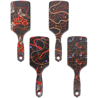 Расческа массажная прямоугольная форма «КОЛЛЕКЦИЯ ИМАНИ - КОРТЕО», микс 4 дизайна, 24*7,5см (PVC упаковка)