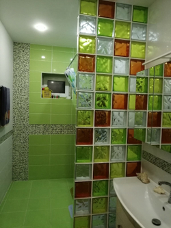 Стеклоблок волна окрашенный изнутри оранжевый волна Vitrablok 19x19x8