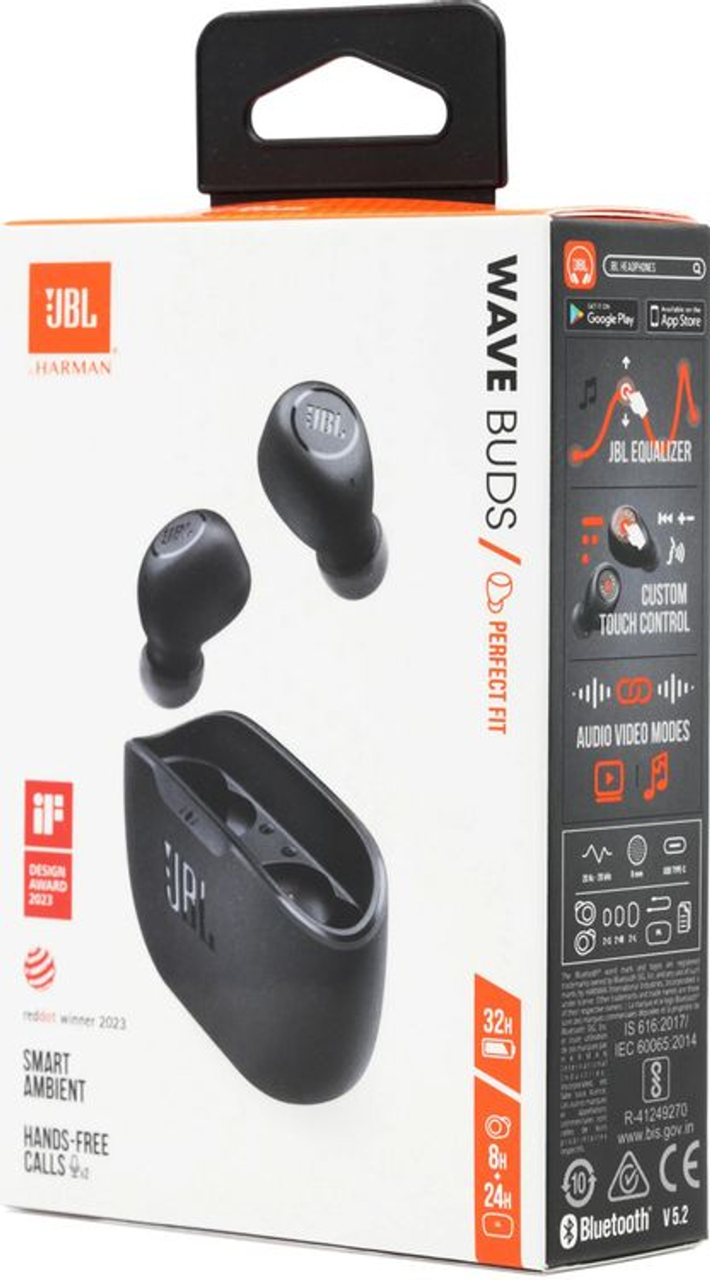 Наушники JBL Wave Buds, Bluetooth, внутриканальные, черный [jblwbudsblk]