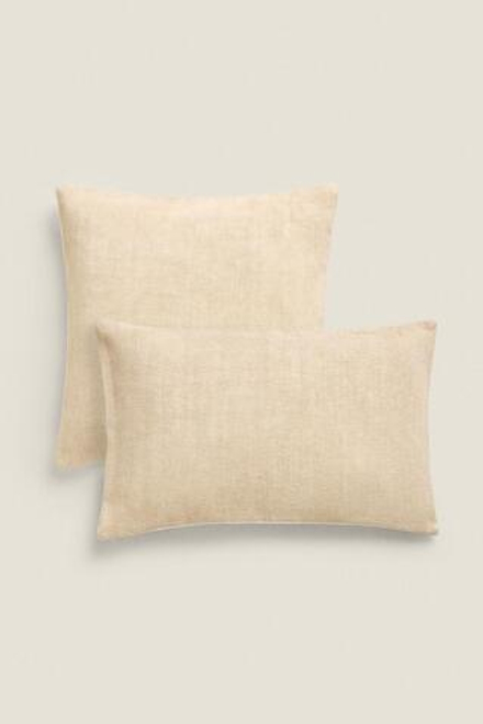 ZARA HOME ДВУХЦВЕТНЫЙ ЧЕХОЛ НА ПОДУШКУ, ЭКРЮ