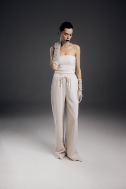 Брюки в пижамном стиле, сияющий беж