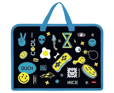 Папка для тетрадей А4ф пластиковая с ручками "Стикеры" (Хатбер)