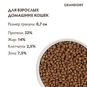 Корм для кошек, Grandorf indoor, 4 вида мяса