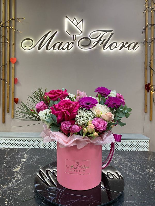 Букет в шляпной коробке (Б-489)