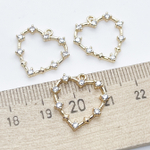 Подвеска Сердце, цвет золото, фианиты, размер 18*19 мм, цена за 1 шт