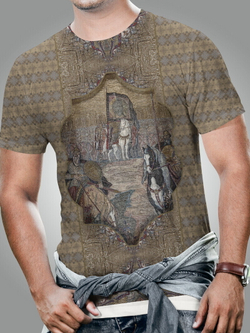 Мужская футболка "Сим победиши", по мотивам мозаики Павла Корина "Князь Дмитрий Донской"