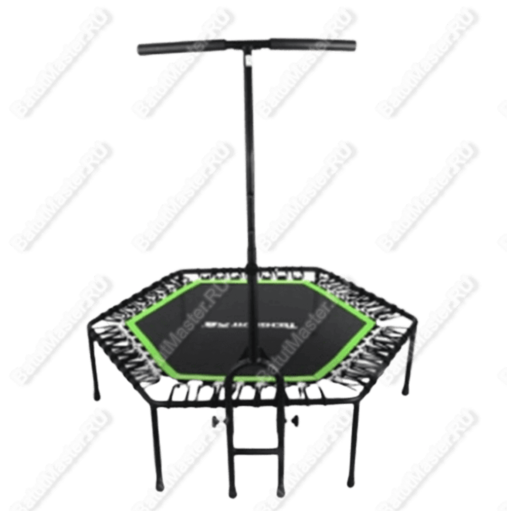 Каркасный батут с Т-образной ручкой, диаметр 4 фт, черно-зеленый