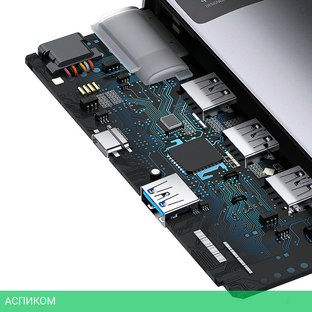 Док-станция Baseus Metal Gleam Series 4-in-1 (WKWG070013)
