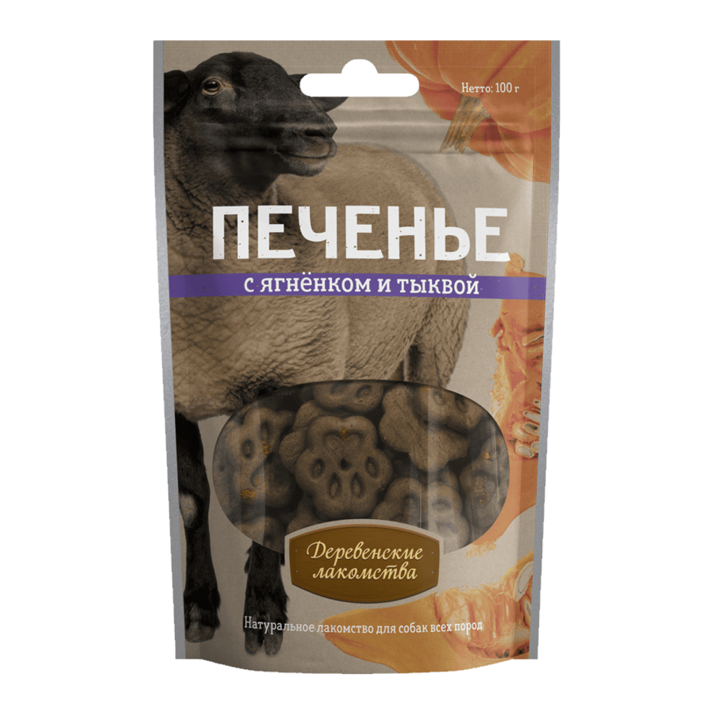 Деревенские лакомства "Печенье" для собак с ягненком и тыквой Деревенские лакомства "Печенье" для собак с ягненком и тыквой