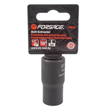 Головка-экстрактор для поврежденных болтов/гаек 14ммх50мм, 1/2'', на пластиковом держателе Forsage F-90614