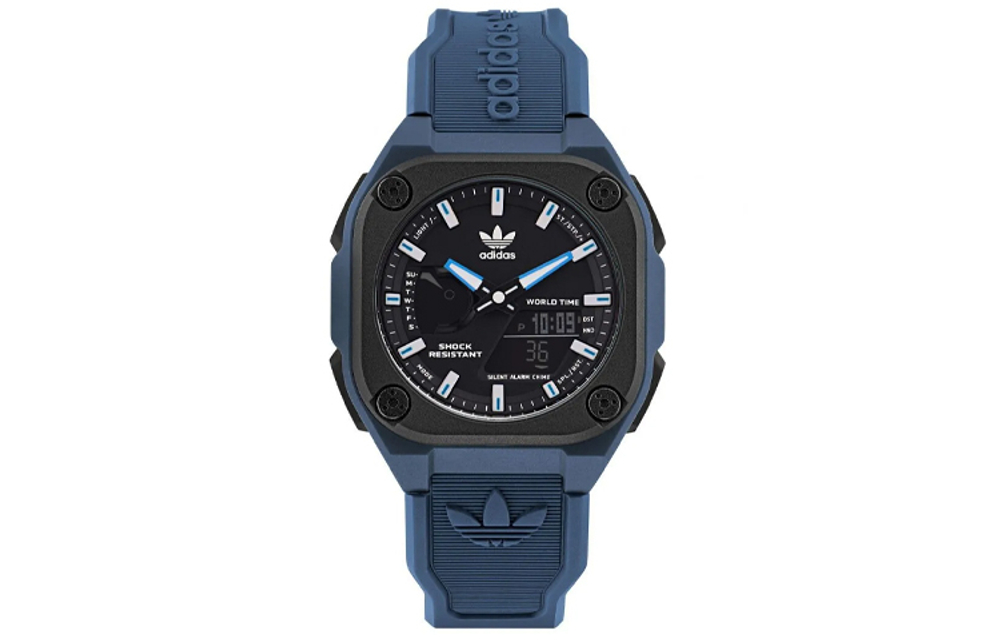 Adidas Originals STREET Wrist Watch Quartz Movement Resin Strap Black Dial Men"s Watches 100m Water Resistant