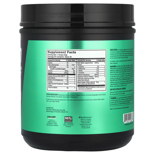 JYM Supplement Science, Pre JYM, высокоэффективная предтренировочная добавка, виноградные конфеты, 750 г (1,65 фунта)