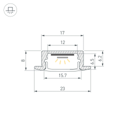 Профиль LINE-2308-F-2000 WHITE (Arlight, Алюминий) 044237