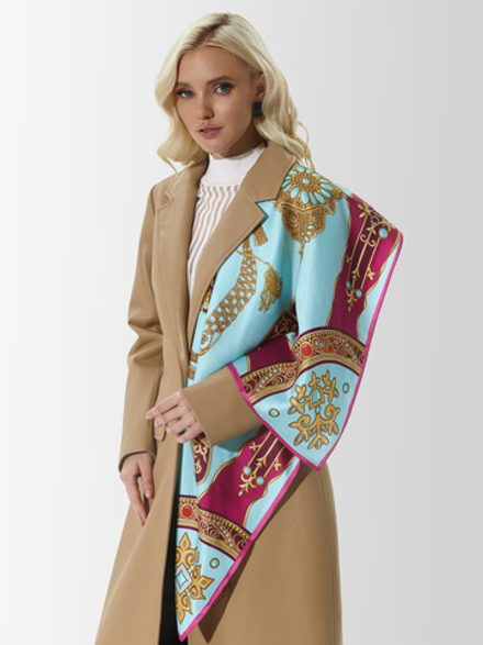 Платок «Горянка» 100% шёлк голубой