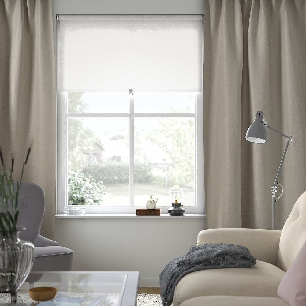 IKEA ANNAKAJSA  (ИКЕА АННАКАЙСА)  -  Шторы, 1 пара, на ленте/светло-серый, 145x300 см