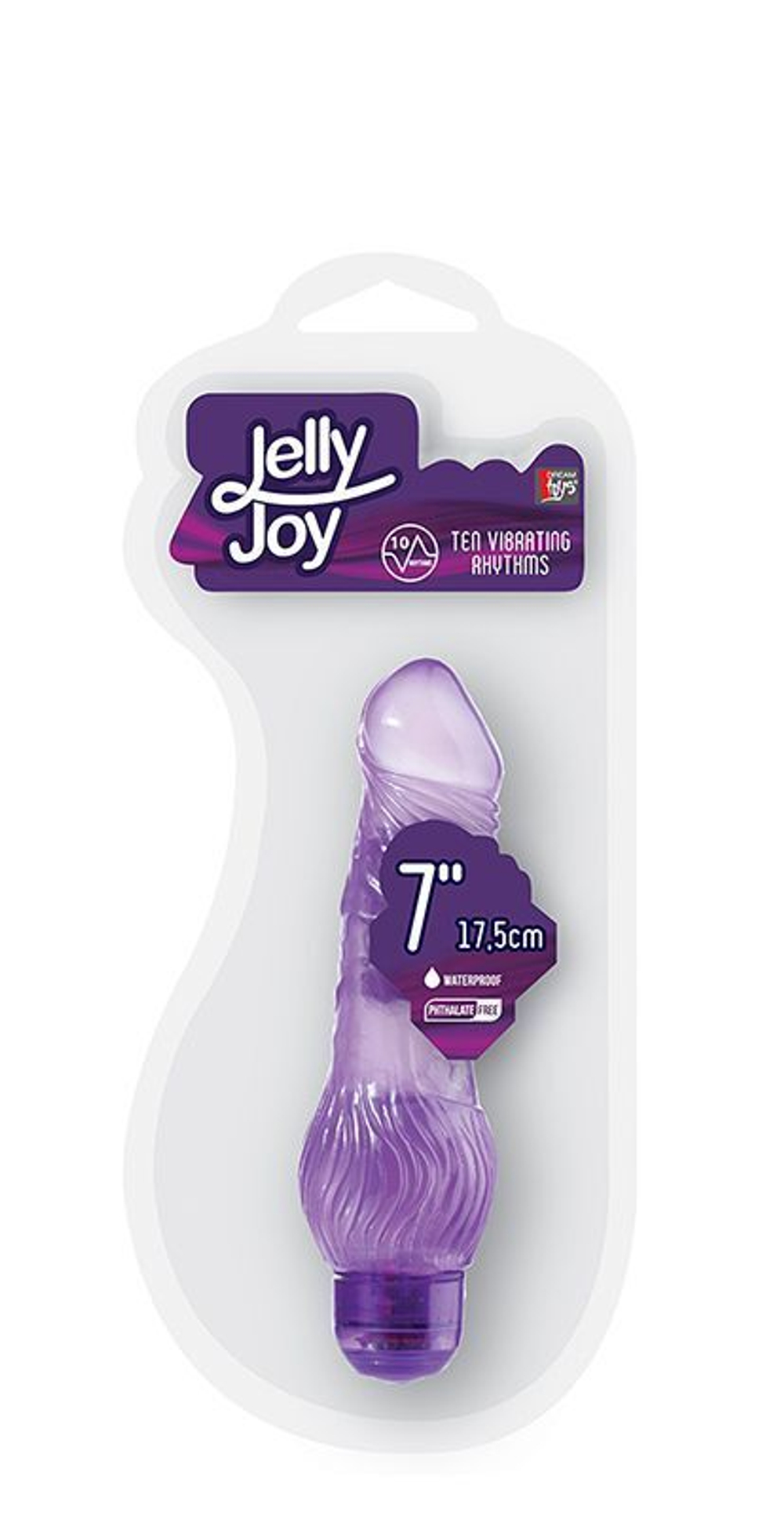 Фиолетовый гелевый вибратор JELLY JOY 7INCH 10 RHYTHMS PURPLE - 17,5 см. (Цвет: фиолетовый)