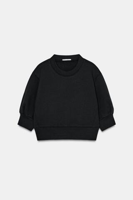 ZARA ОБЪЕМНАЯ УКОРОЧЕННАЯ ТОЛСТОВКА, ЧЕРНЫЙ