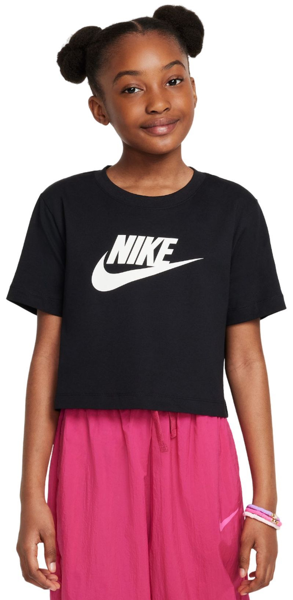 Футболка для девочки теннисная Nike Kids Sportswear Cropped - черный