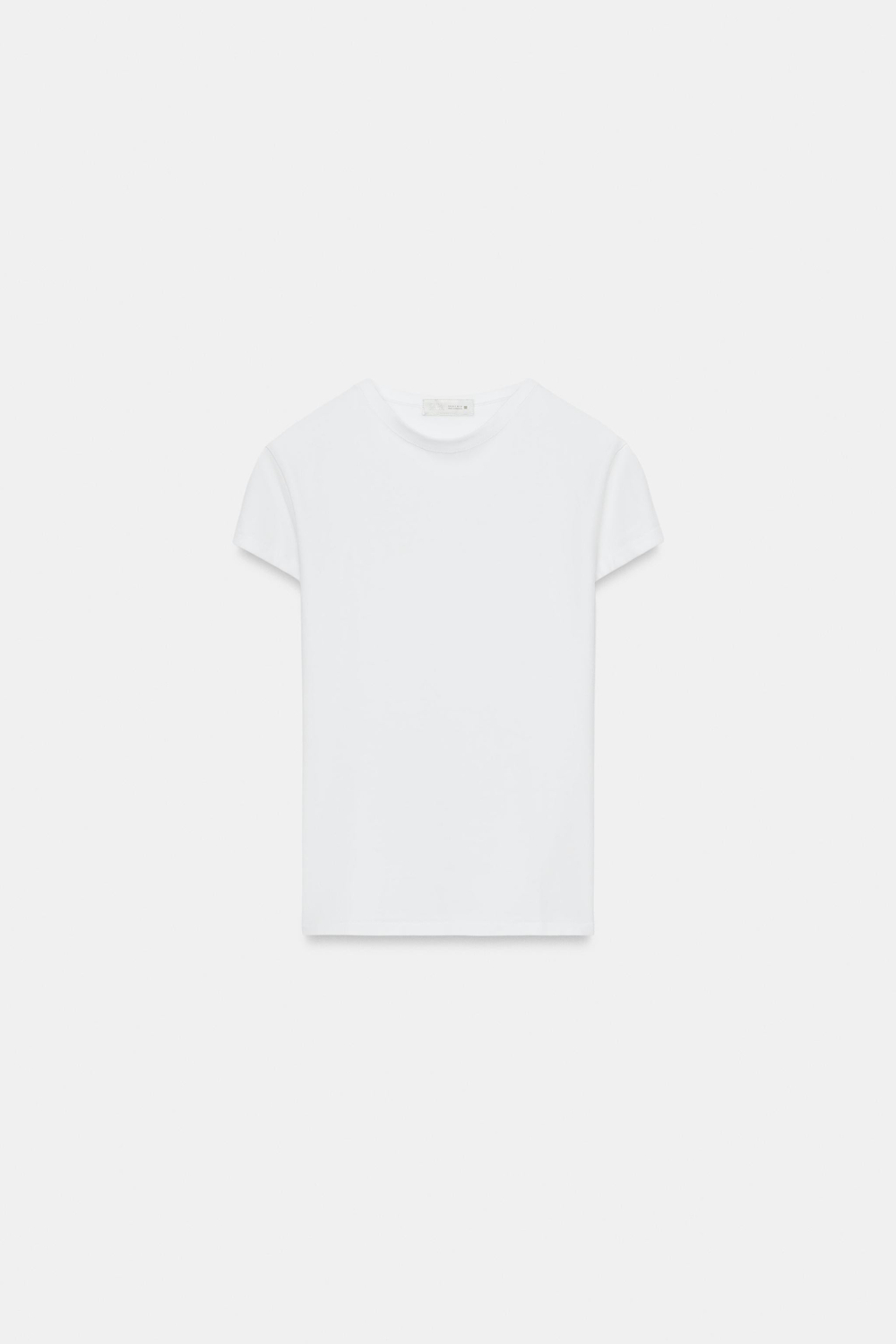 ZARA ФУТБОЛКА ОБЛЕГАЮЩЕГО КРОЯ С КОРОТКИМИ РУКАВАМИ, БЕЛЫЙ