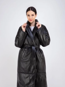 Пальто женское кожаное утепленное длинное Турция