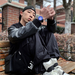 ANGIE PRESENT WATCH Henji Street Style Men"s Watch Black Warrior Iridescent Two Tone Mirror Finish X Blue