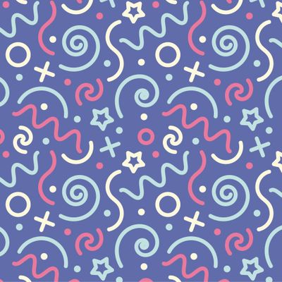 Простой прикольный фон с простыми линиями, конфетти. Минимализм