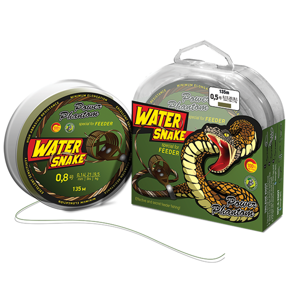Шнур Power Phantom WaterSnake PE 135m, защитно-зеленый D-1,5 (12,7кг), 0,20mm