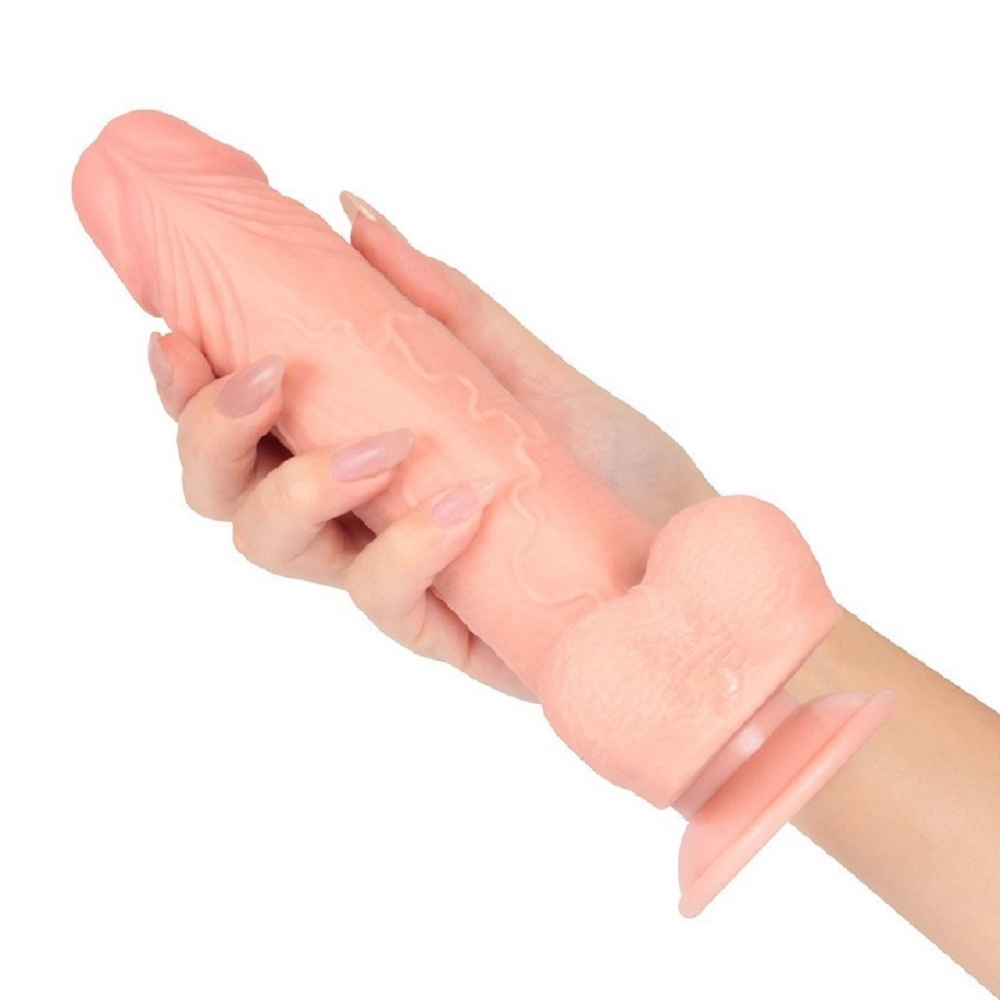 Фаллоимитатор с мошонкой на присоске реалистичный телесный 21,5 см