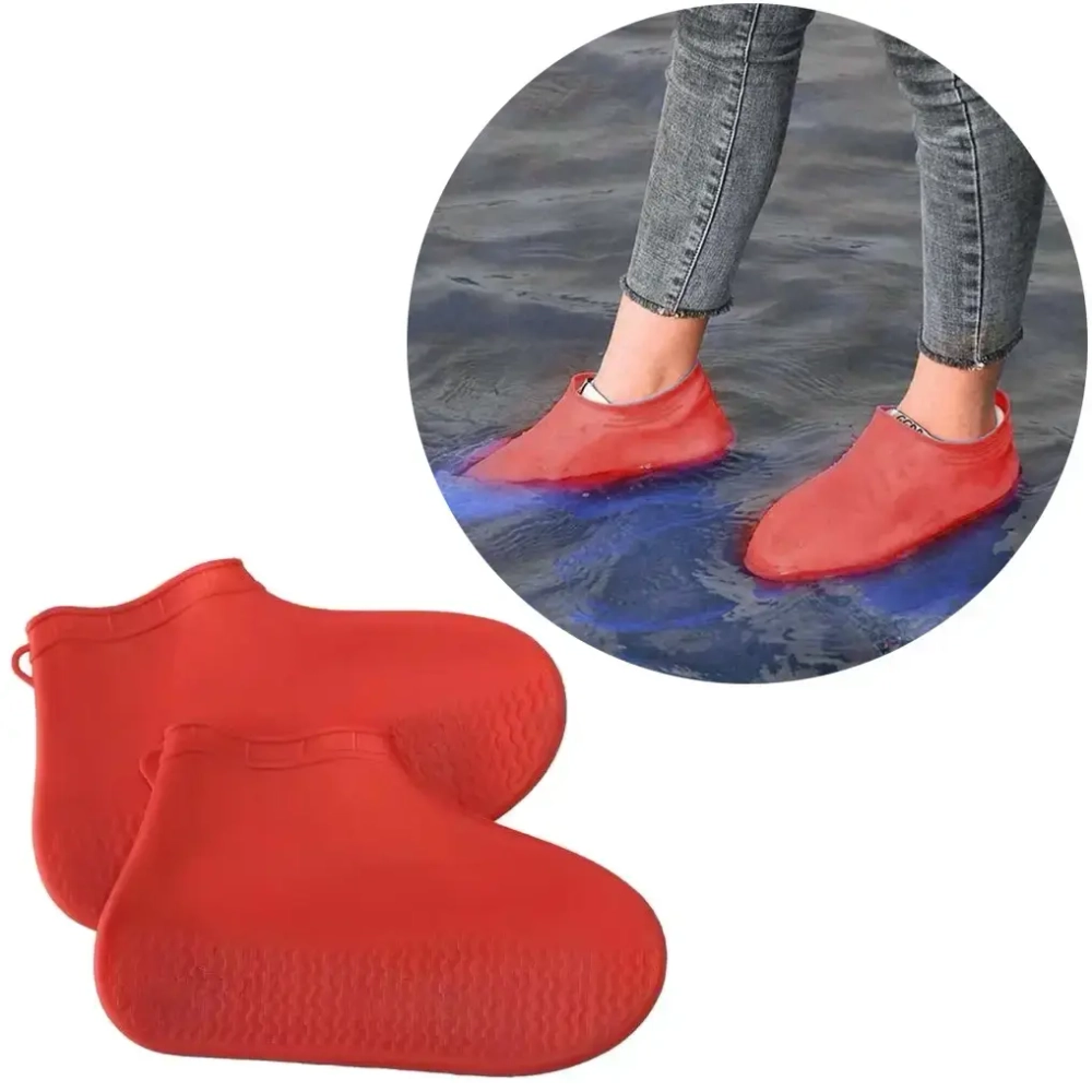 Чехлы на обувь от дождя и грязи «Прогулка» р-р L (40-44) из силикона цвет красный