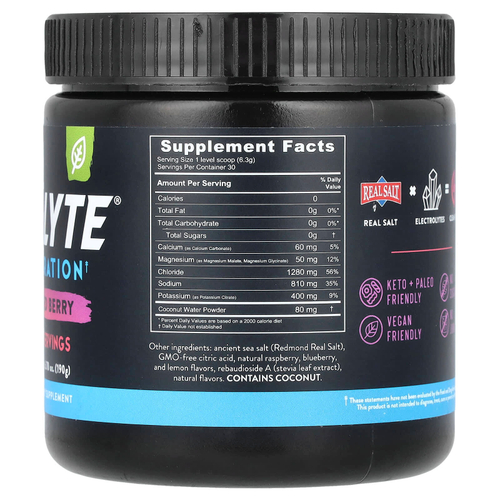 Redmond, Re-Lyte® Hydration, ягодное ассорти, 190 г (6,70 унции)