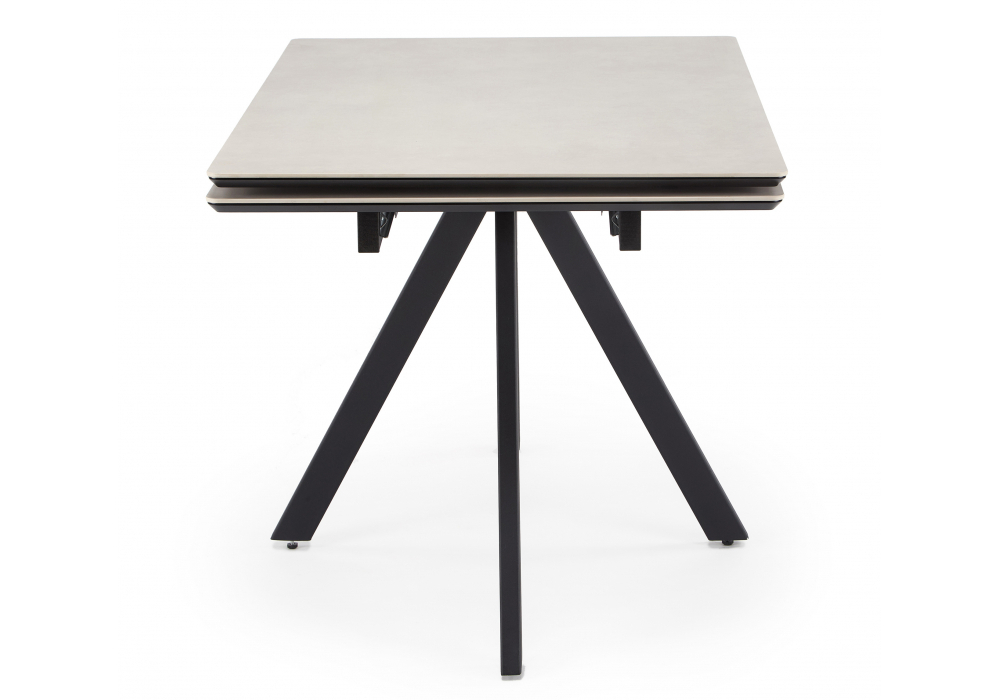 Керамический стол Woodville Вилли 120(180)х80 сarmen light grey, черный, ножки черные