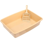 Лоток - туалет для кошек с совком «ЧИСТЫЕ ЛАПКИ», цвет бежевый, 37*27*8.6см