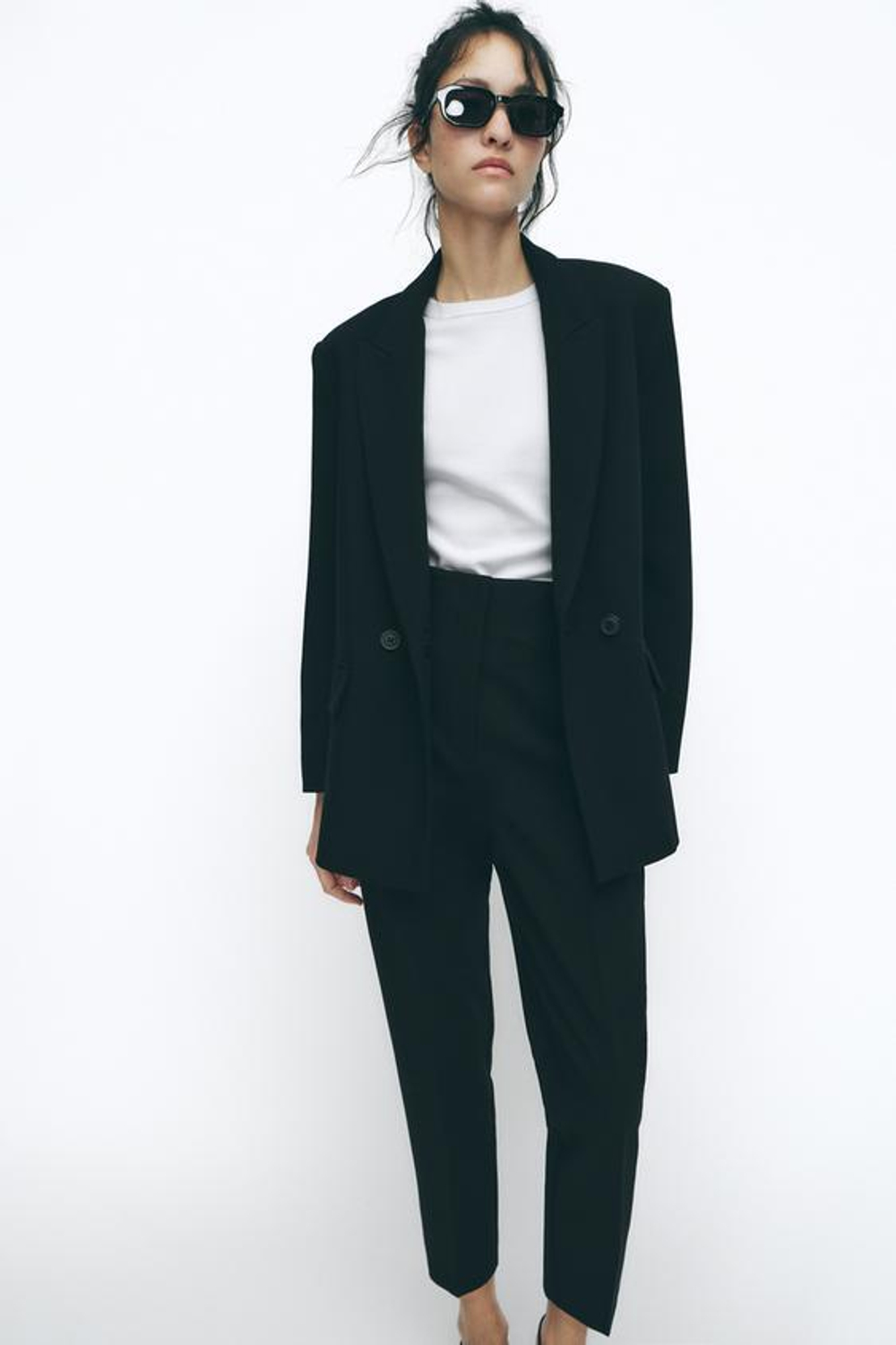 ZARA БРЮКИ С ВЫСОКОЙ ПОСАДКОЙ, ЧЕРНЫЙ