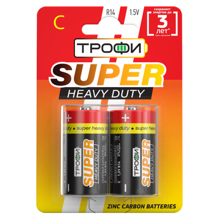 Батарейки Трофи R14-2BL SUPER HEAVY DUTY Zinc