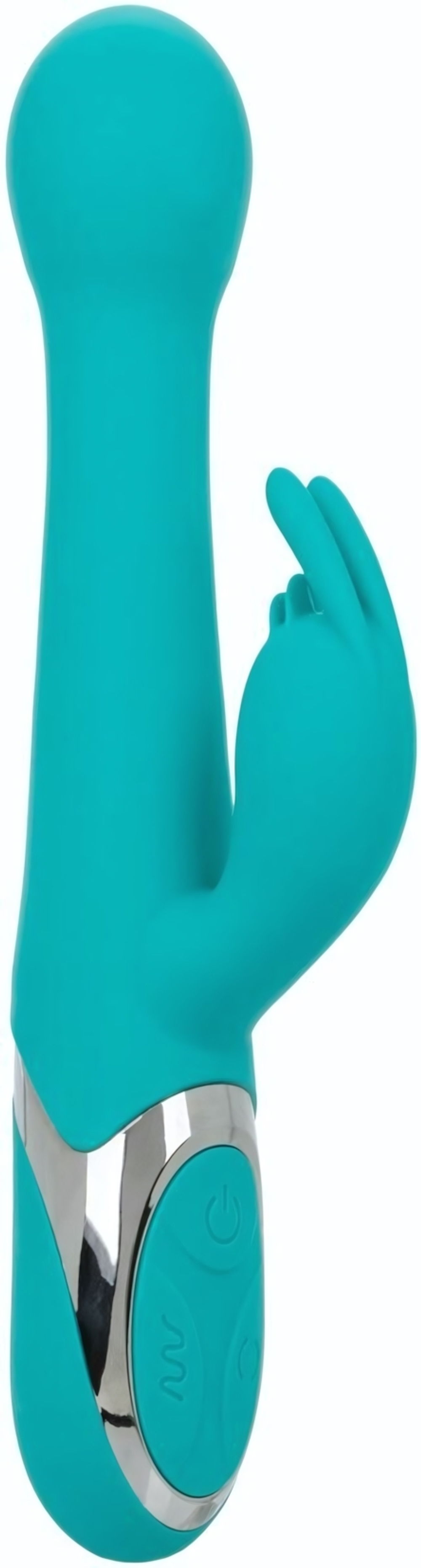 Бирюзовый вибратор-кролик Enchanted Oscillate с функцией пенетрации и вращением бусин (Цвет: голубой)