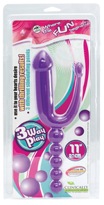 Фиолетовый анальный стимулятор с 3 отростками - 28 см. (Цвет: фиолетовый)