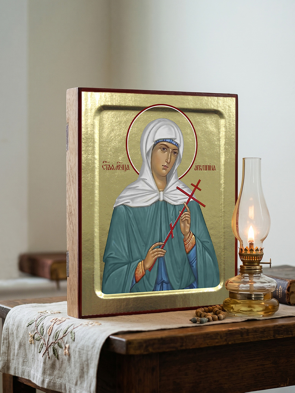 Икона Агриппины, мученицы на дереве: 125 х 160 (Синопсисъ)