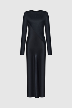 Платье с диагональным швом черное