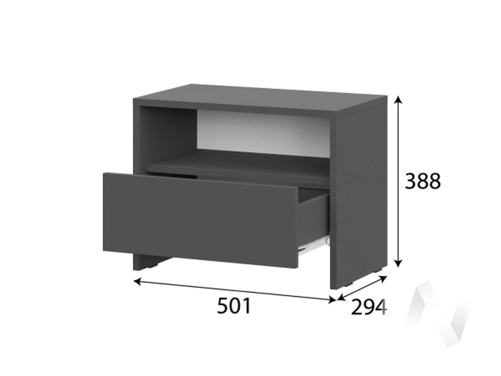 Тумба прикроватная Камелия (графит серый)
