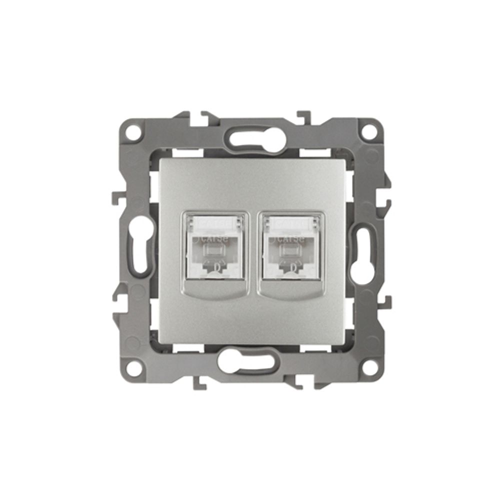 Розетка ЭРА Серия 12 12-3108-03 информационная двойная 2XRJ45 IP20 алюминий | Эра 12