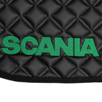 Ковры SCANIA 5 серии G (автомат), (экокожа, черный, черный кант, зеленая вышивка)