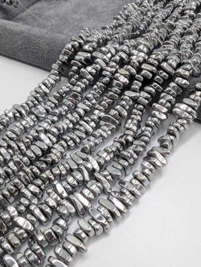 Гематит крошка 8*2.5мм, темное серебро