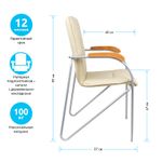 Стул Helmi HL-F03 "Самба", каркас металл алюм., экокожа, бежевый, бук BOX2