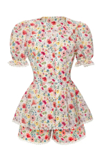 «Flower blouse» Блуза из хлопка рельефами и кружевной отделкой.